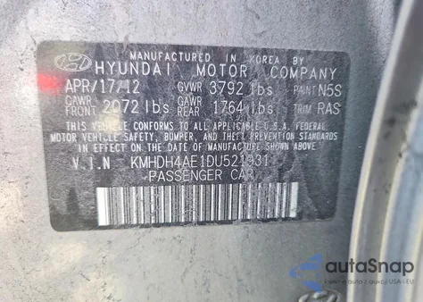 2013 Hyun Elantra Gl из США, поврежденный, VIN KMHDH4AE1DU521931